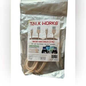 Talk Works Micro USB Cables 2 PK 6Ft. Gold Nylon Braided Xbox One Controller